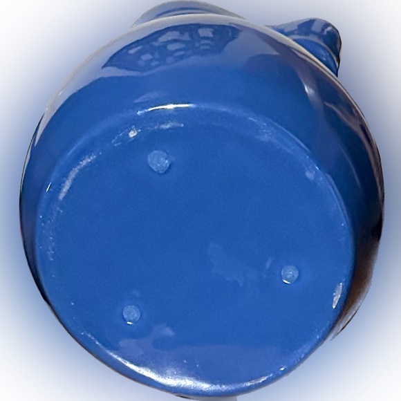 COBALT BLUE CERAMIC PITCHER 8”tall x5”x5” Unique pouring spout FARMHOUSE POTTERY - Picture 3 of 5